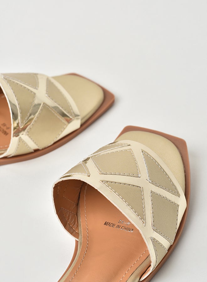 Aila - Slip-On Detail Flat Sandals Gold - Image 1
