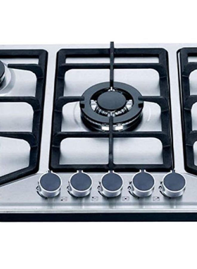 NIKAI - 5 Burner Gas Hob With Auto Ignition, Cast Iron Support, Full Safety Features, Straight Flame, Stainless Steel Body, Rapid Burner, Semi-Rapid Burner, Auxiliary Burner NGH5005N Stainless steel - Image 1