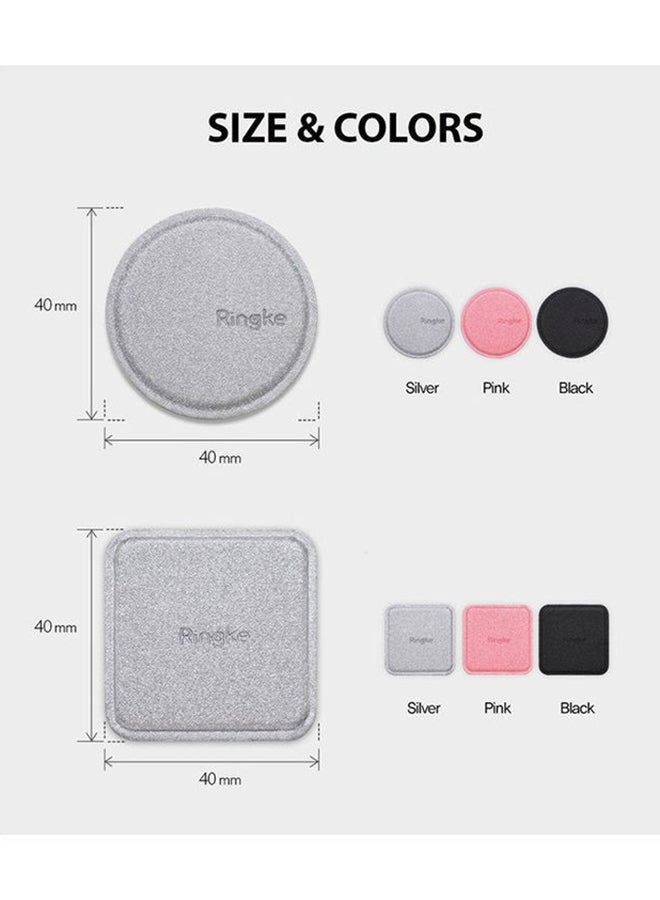Ringke Magnetic Mount Replacement Metal Plate Kit 3M Adhesive Pads For Magnet Phone Car Mount (Pack of 2) Silver - Image 3