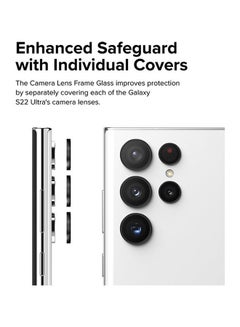 Ringke Camera Lens Frame Glass Compatible with Samsung Galaxy S22 Ultra Galaxy S22 Ultra 5G, Anti-Scratch Tempered Glass Camera Lens Protector - Black  - Image 3