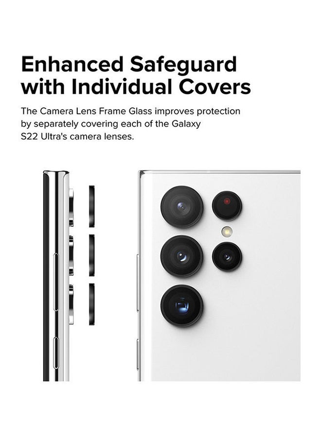 Ringke - Camera Lens Frame Glass Compatible with Samsung Galaxy S22 Ultra Galaxy S22 Ultra 5G, Anti-Scratch Tempered Glass Camera Lens Protector - Black - Image 1