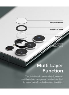 Ringke Camera Lens Frame Glass Compatible with Samsung Galaxy S22 Ultra Galaxy S22 Ultra 5G, Anti-Scratch Tempered Glass Camera Lens Protector - Black  - Image 4