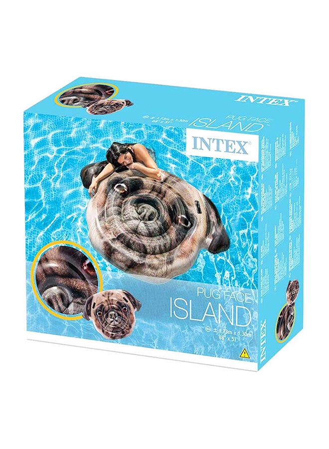 INTEX - Pug Face Island Pool Float Inflatable 1.73x1.30cm - Image 1