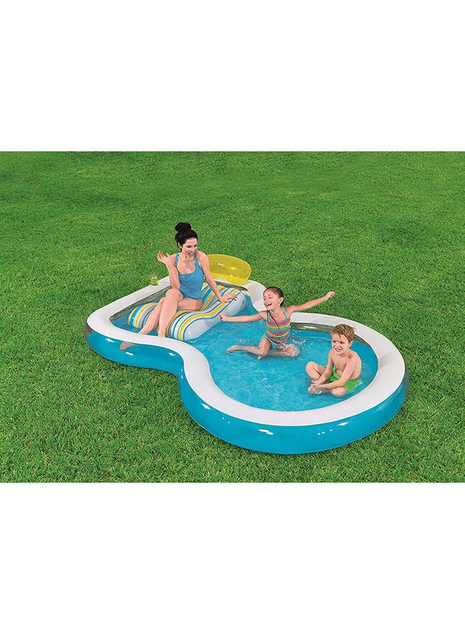 Inflatable Staycation Family Pool With 2 Cushions And A Headrest With Heavy Duty Repair Patch 279x234x48cm