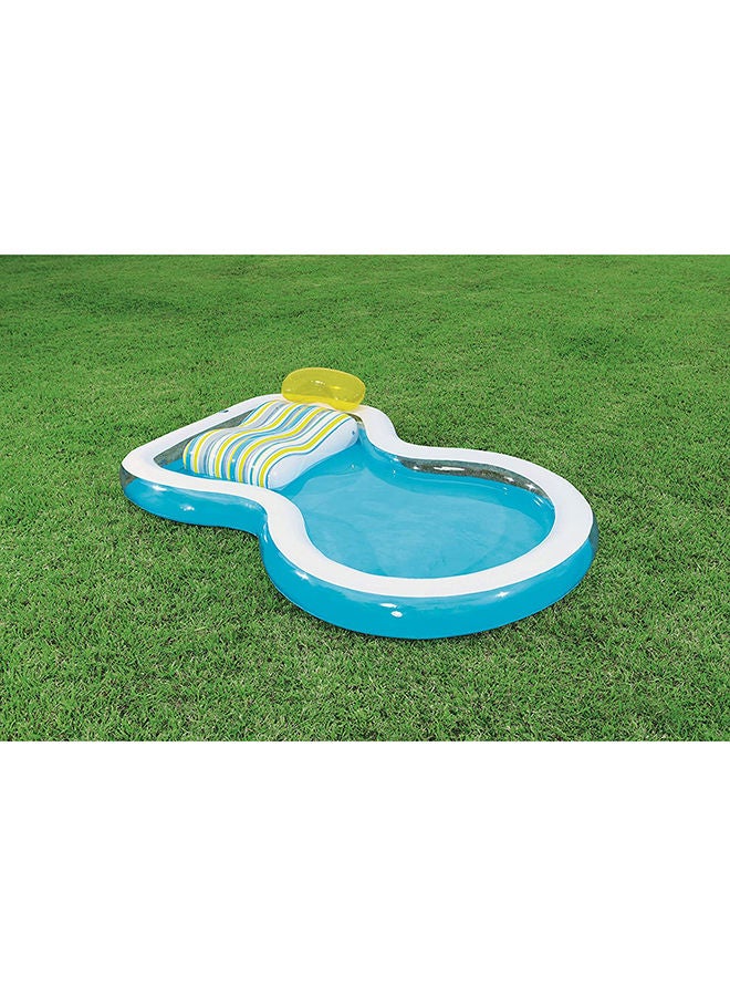 Inflatable Staycation Family Pool With 2 Cushions And A Headrest With Heavy Duty Repair Patch 279x234x48cm