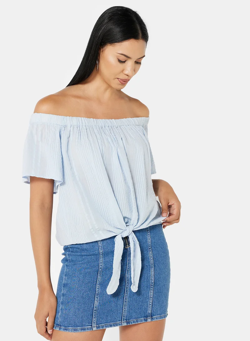 نيو لوك Tie-Front Bardot Top