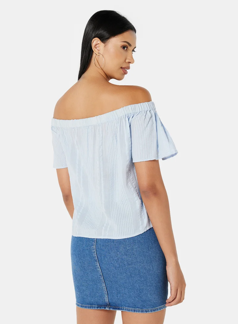 نيو لوك Tie-Front Bardot Top