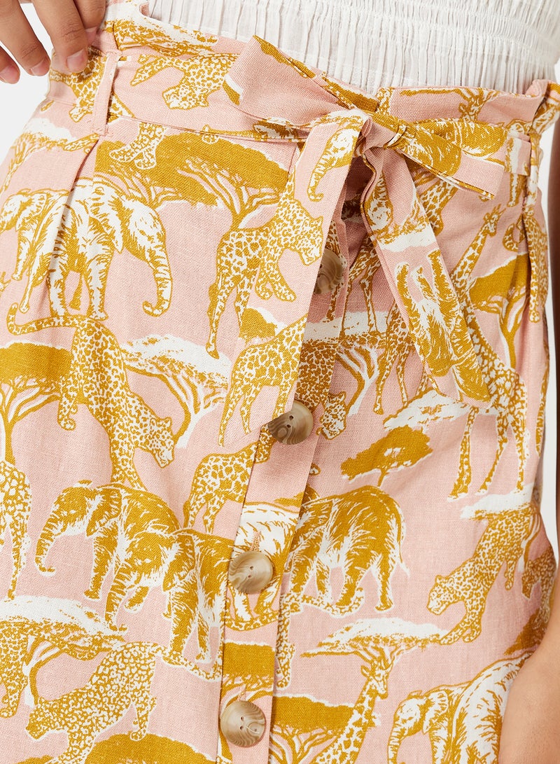 NEW LOOK Safari Print Skirt Pink - Image 3