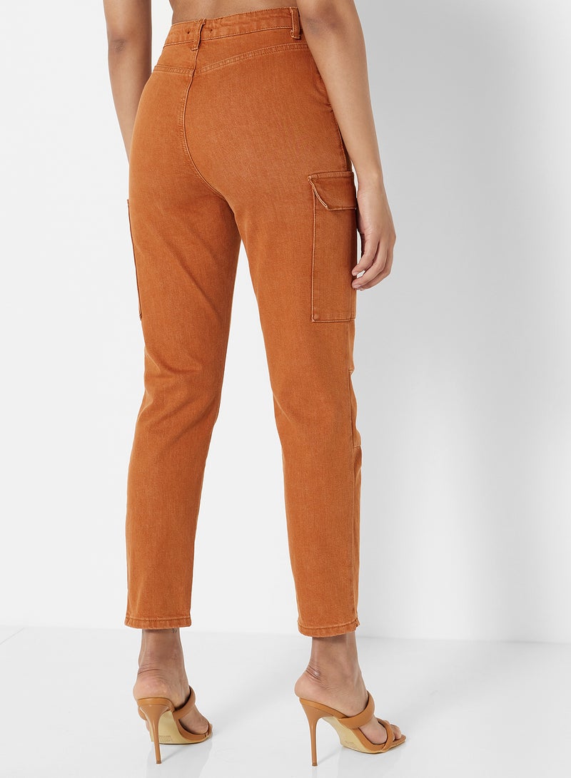 trendyol - Cargo Pocket Detailed Mom Jeans Brick - Image 1