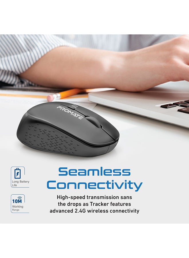 PROMATE - 2.4G Wireless Mouse, Professional Precision Tracking Comfort Grip Mouse with USB Nano Receiver, 10m Range, 800/1200/1600 DPI Switch and 4 Functional Buttons for Mac OS, Windows, Tracker Black - Image 1