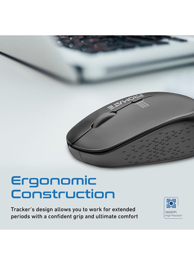 PROMATE - 2.4G Wireless Mouse, Professional Precision Tracking Comfort Grip Mouse with USB Nano Receiver, 10m Range, 800/1200/1600 DPI Switch and 4 Functional Buttons for Mac OS, Windows, Tracker Black - Image 1