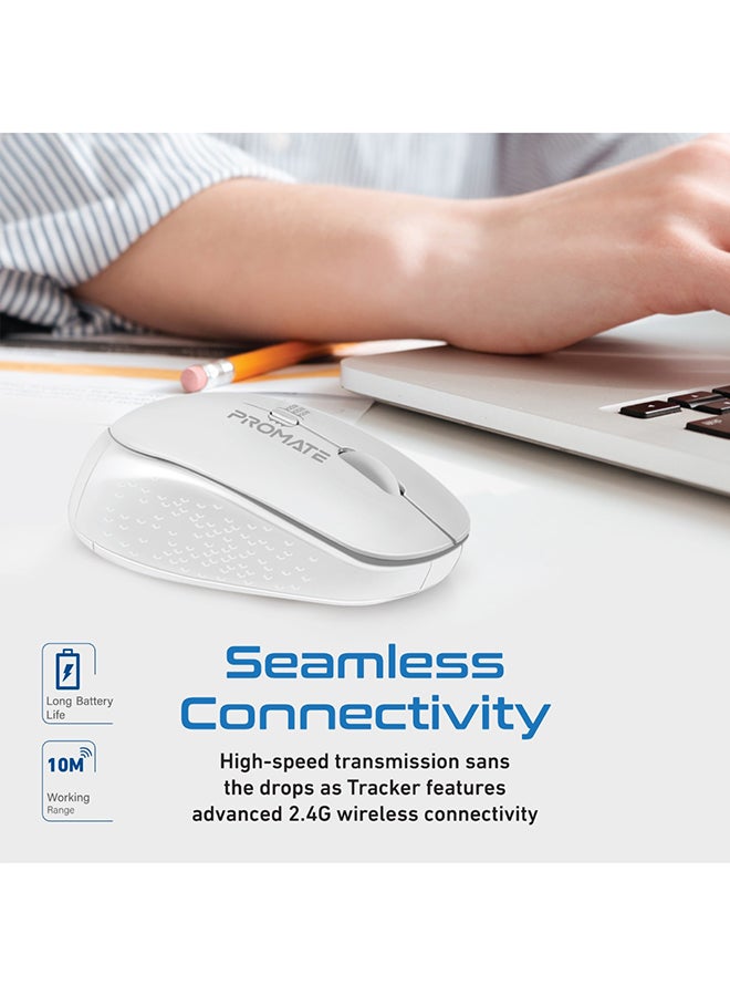 PROMATE Promate 2.4G Wireless Mouse, Professional Precision Tracking Comfort Grip Mouse with USB Nano Receiver, 10m Range, 800/1200/1600 DPI Switch and 4 Functional Buttons for Mac OS, Windows, Tracker White  - Image 3