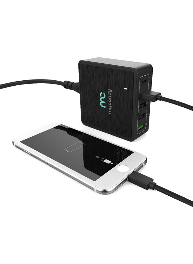 MYCANDY 60W 5-Port Usb And Type C Desktop Charger Black  - Image 2