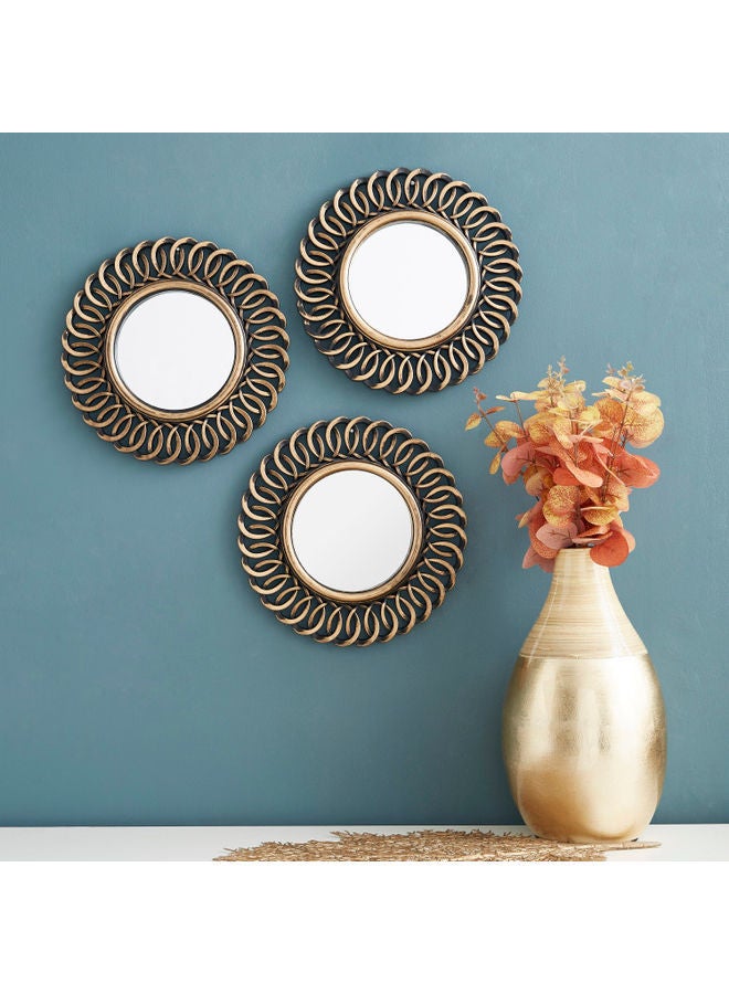 Home Box 3-Piece Mirror Set Gold 2 x 25cm  - Image 1