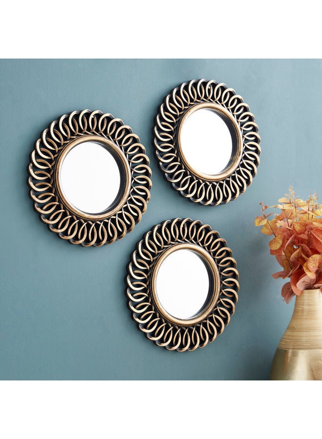 Home Box 3-Piece Mirror Set Gold 2 x 25cm  - Image 3
