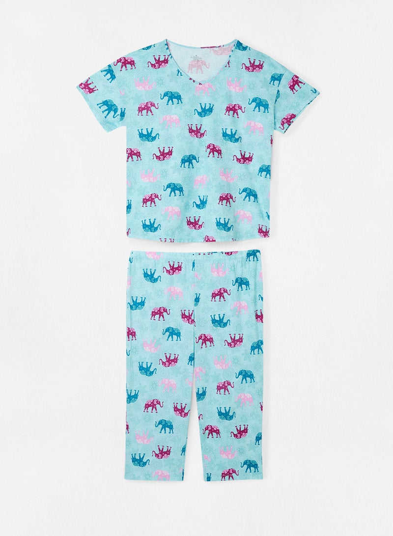 Anaqa - Pack Of 2 Top And Pyjama Set Blue - Image 1