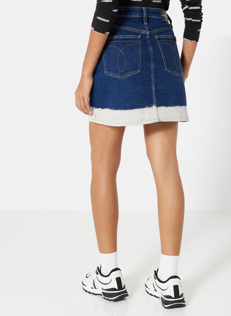 Calvin Klein Jeans - Bleached Hem Denim Skirt Blue - Image 1