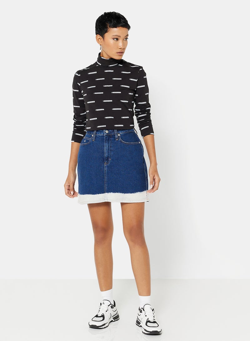 Calvin Klein Jeans - Bleached Hem Denim Skirt Blue - Image 1