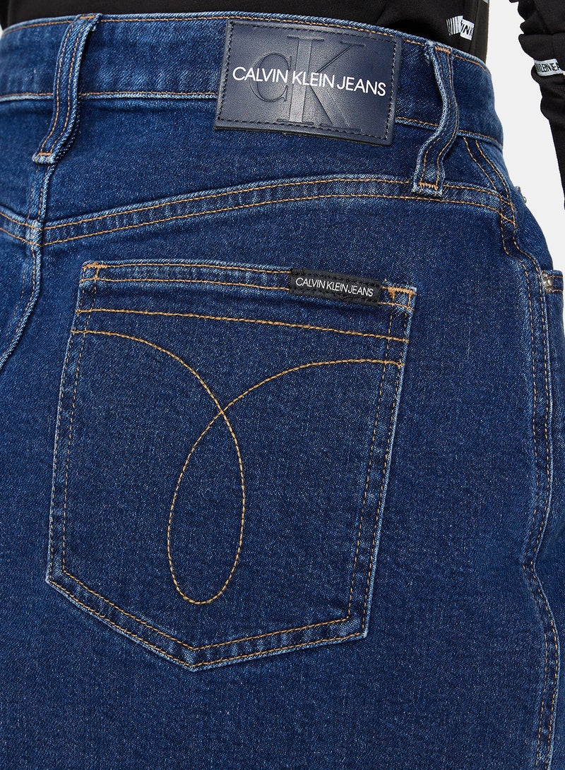 Calvin Klein Jeans - Bleached Hem Denim Skirt Blue - Image 1