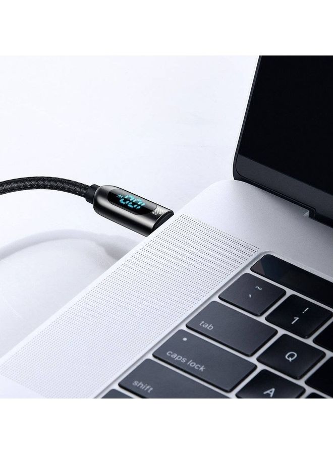 USB C 100W Cable LED Display USB Type C Cable For iPhone 15 Pro/Max,Plus,iPad Pro, MacBook, Xiaomi 10,Huawei, Samsung 5A Fast Charging Charger USBC USB-C Data Cable Type-C Wire Cord (2M,Black) Black