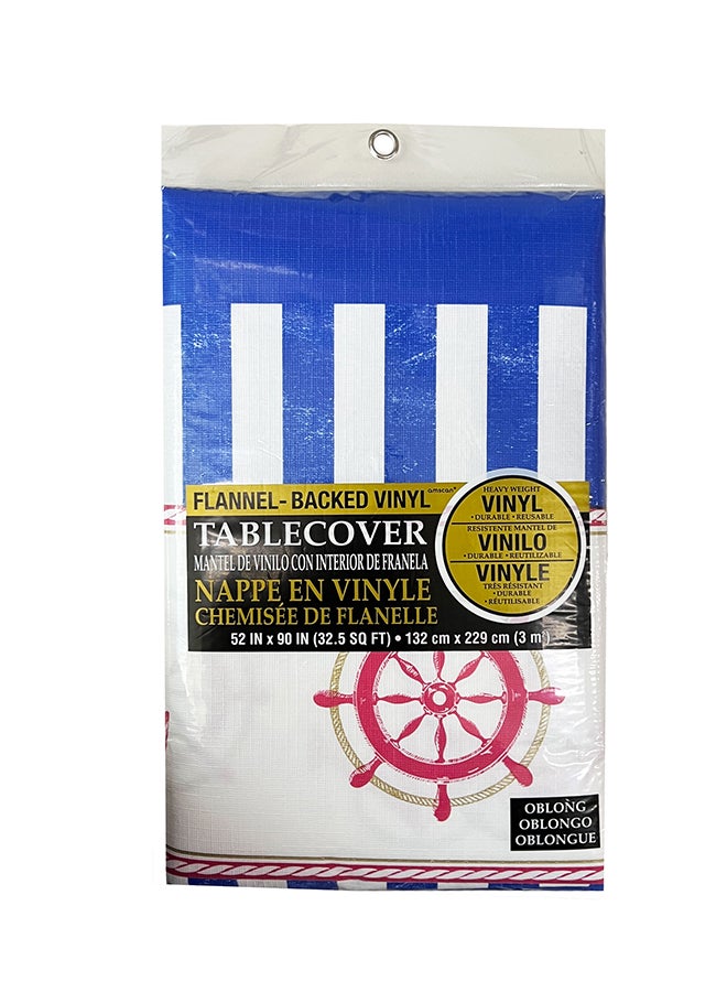 Amscan Anchors Aweigh Nautical Table Cover 90x52inch Rectangular, Birthday Party Decorations 90x52inch - Image 1