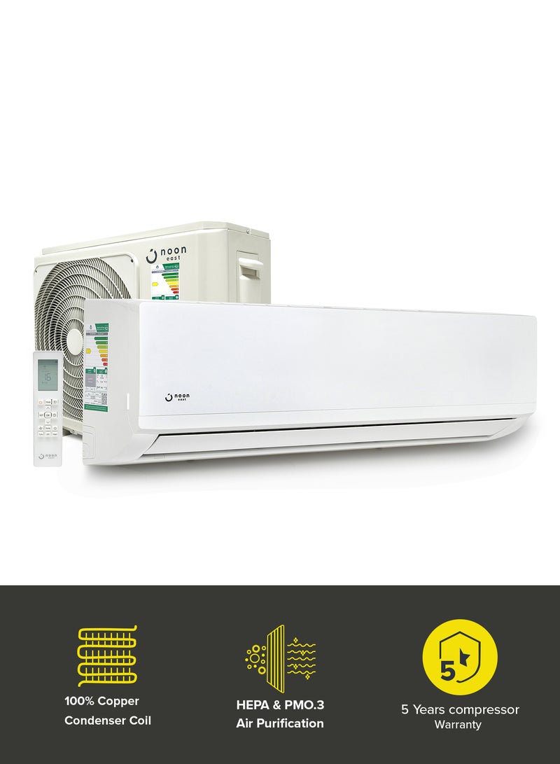 Noon East - Split Air Conditioner - 1 Ton 12000 BTU/ H - With Cooling Split AC Operation And HEPA Filteration air_conditioner White - Image 1