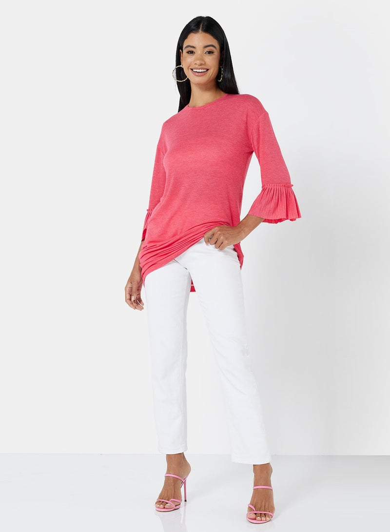 VERO MODA - Jakuri Longline Knitted Tunic Pink - Image 1