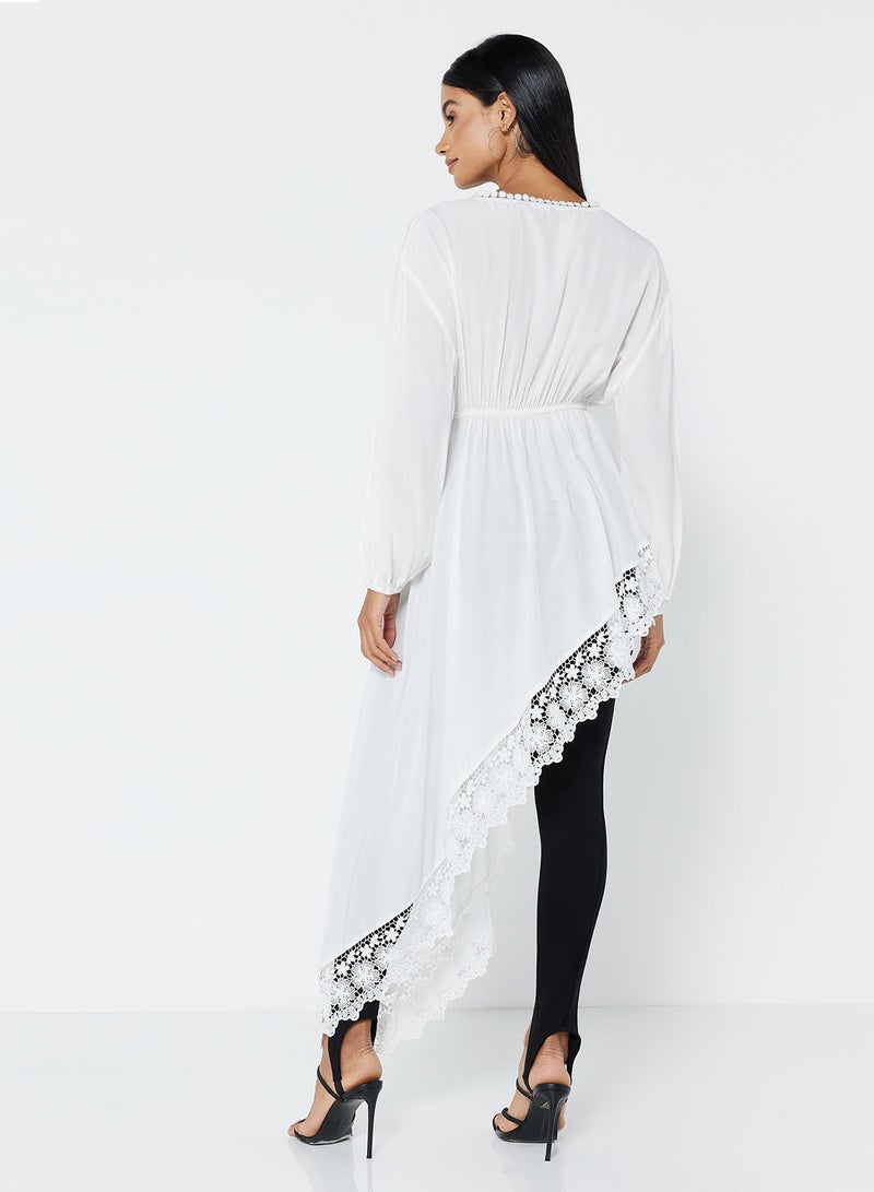 Iconic Long Sleeve Lace Tunic White - Image 2