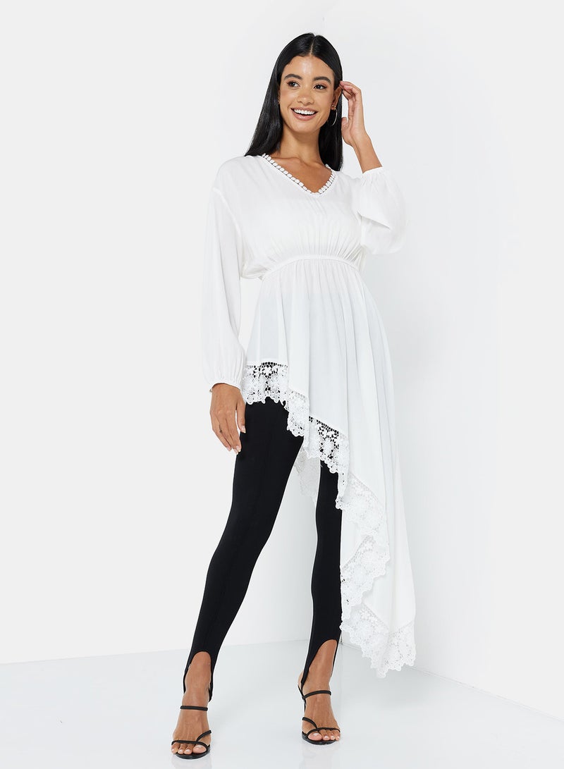 Iconic Long Sleeve Lace Tunic White - Image 4