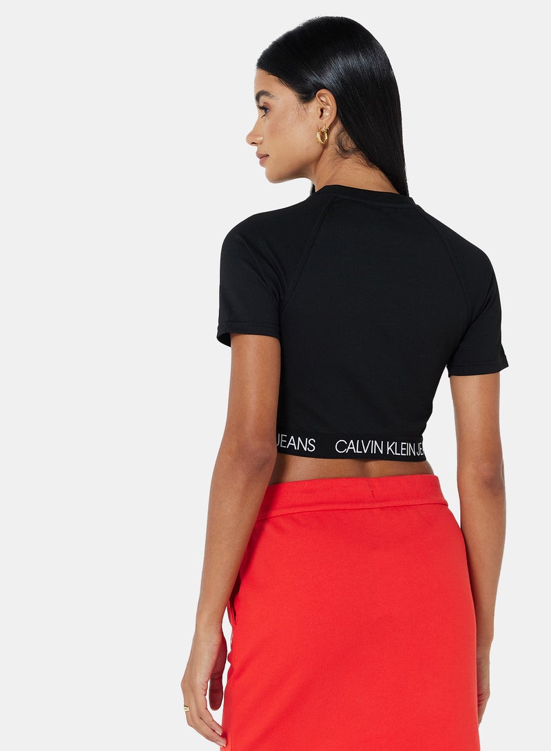 Calvin Klein Jeans - Polyester Milano Crop Top Black - Image 1