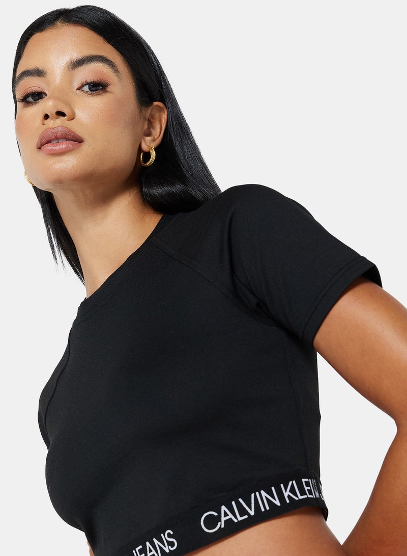 Calvin Klein Jeans - Polyester Milano Crop Top Black - Image 1