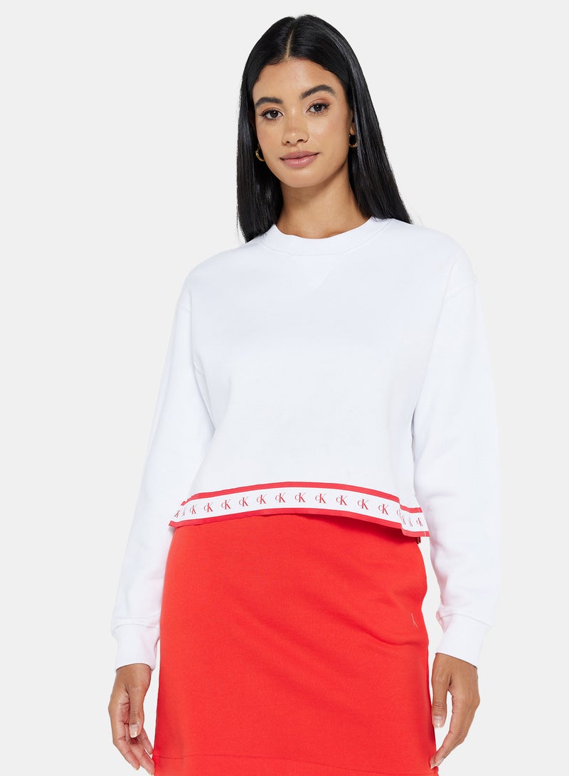 Calvin Klein Jeans - Monogram Tape Sweatshirt Bright White - Image 1
