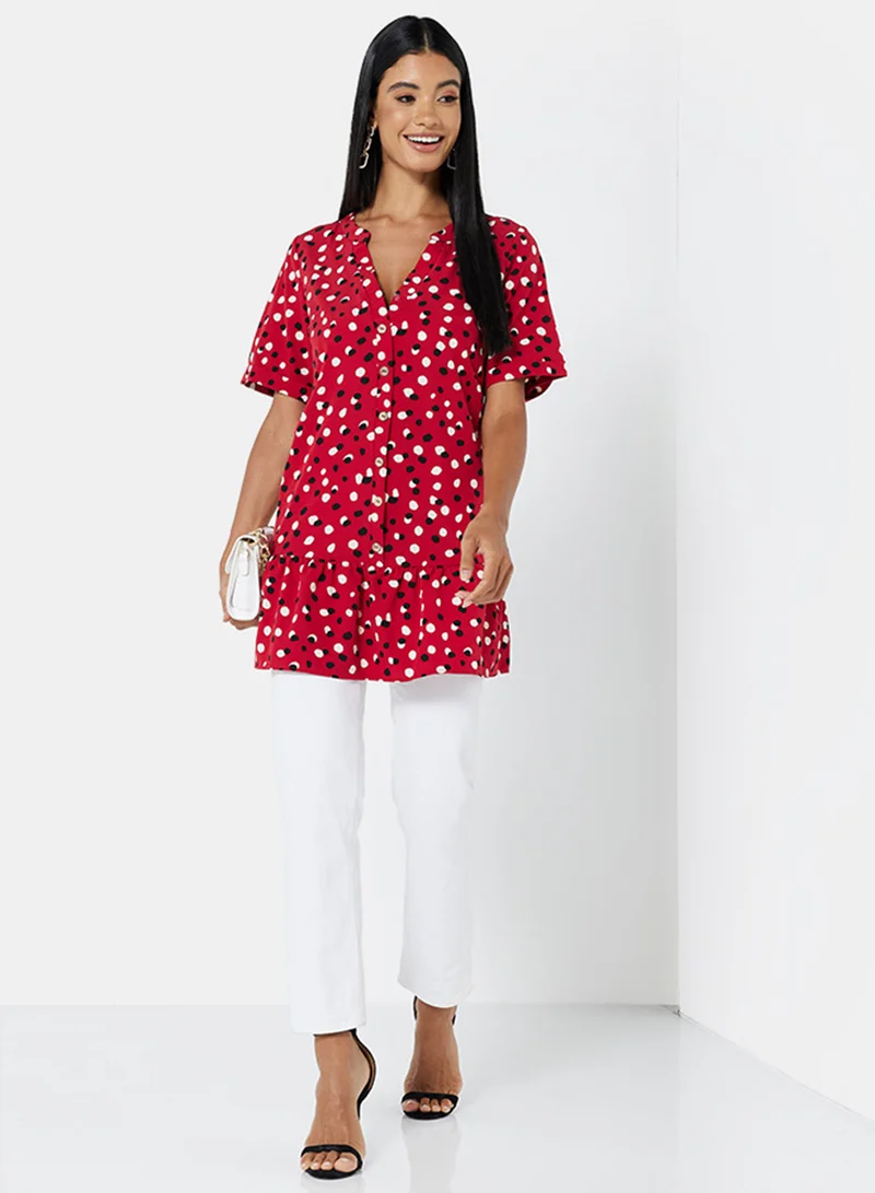 LABEL RAIL Polka Dot Dress Red