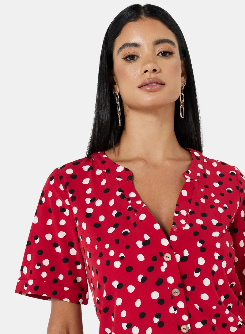 LABEL RAIL Polka Dot Dress Red