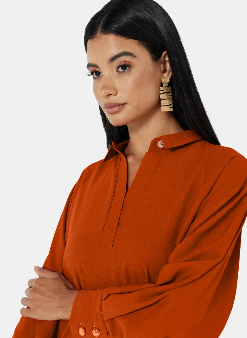Closet London Tunic Shirt Dress Orange