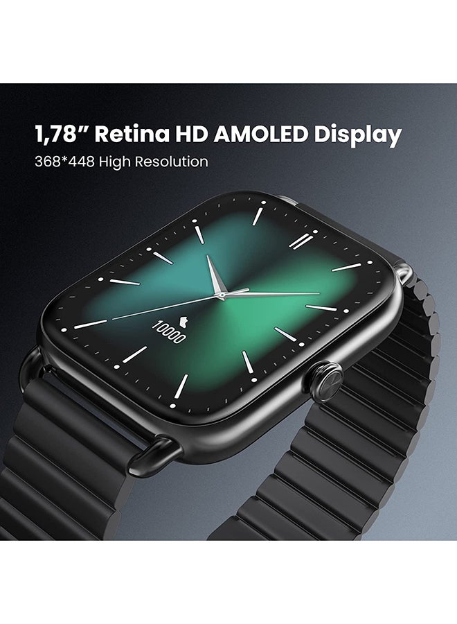 هايلو ساعة ذكية RS4 بلس بشاشة AMOLED ريتينا بدقة عالية الوضوح بـ105 وضع رياضي وقياس معدل ضربات القلب ومستوى تشبع الأكسجين في الدم مع سوار مغناطيسي معدني أسود - Image 2