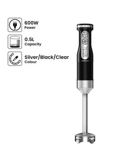 TORNADO Hand Blender 600W THB-600C Silver/Black/Clear  - Image 1