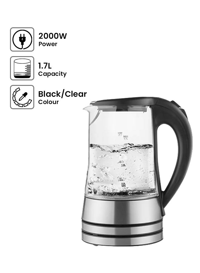 ALSAIF-ELEC Countertop Electric Kettle 1.7 L 2000 W S7098 Black/Clear