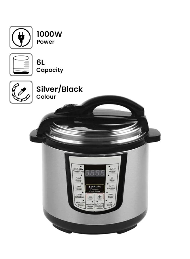 Electric Pressure Cooker 1000W 6 L 1000 W E04105 Silver/Black - v1653754723/N40708549A_1