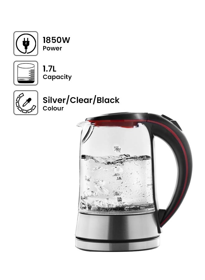 ALSAIF-ELEC Electric Glass Kettle 1.7 L 1850 W JN1825 Silver/Black/Clear 