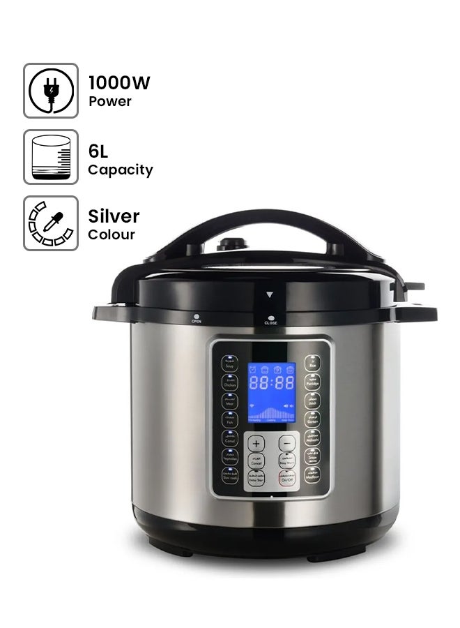 السيف جهاز طهي بالضغط الكهربائي برو متعدد الوظائف 6 L 1000 W E04110 فضي  - Image 1