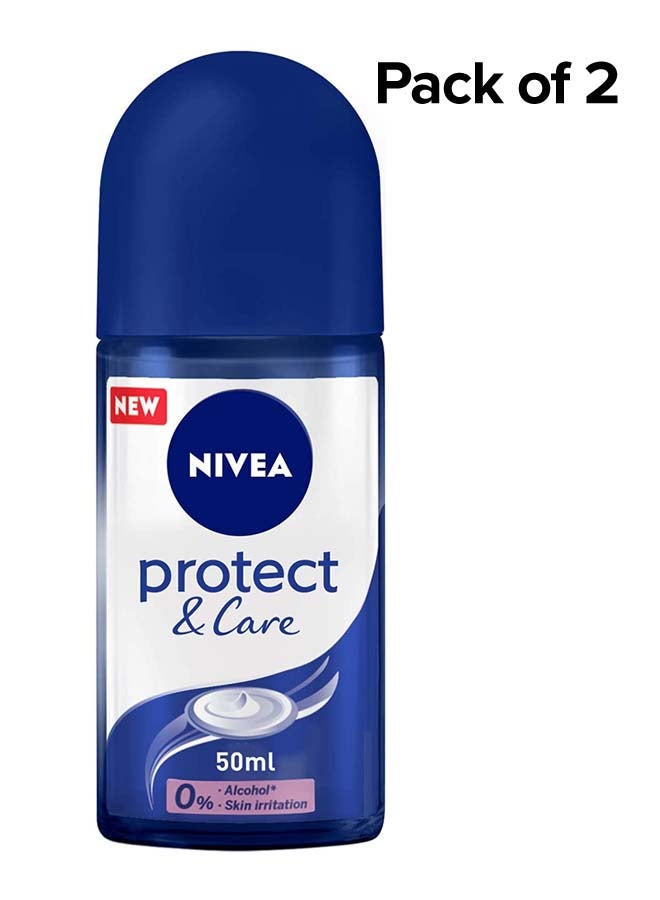 Nivea Pack Of 2 Protect And Care Antiperspirant Roll On 50ml