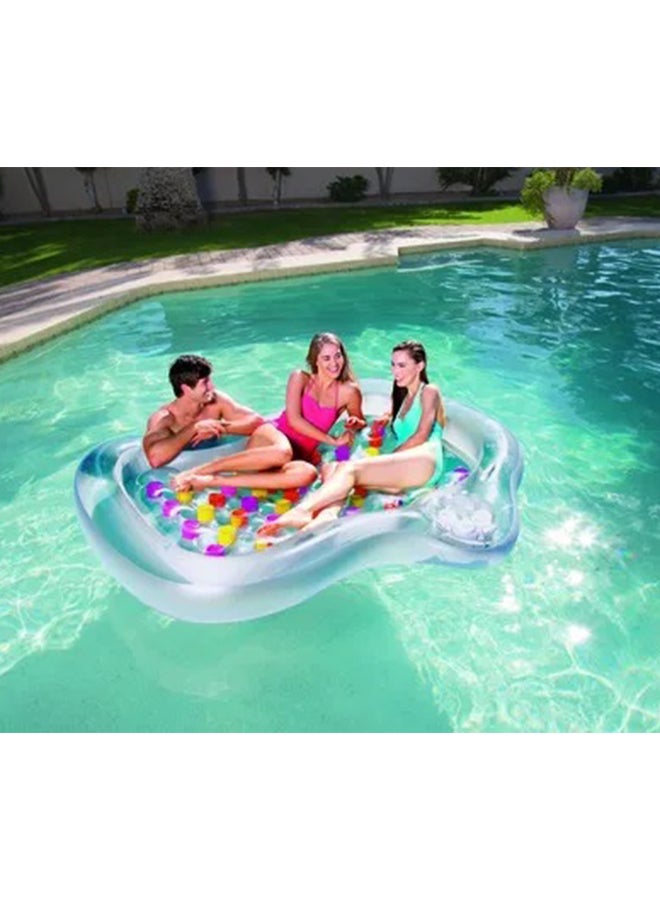 Bestway Double Designer Inflatable Pool Lounger With Glass Holder ‎205.99x173.99x24.99cm - Image 2