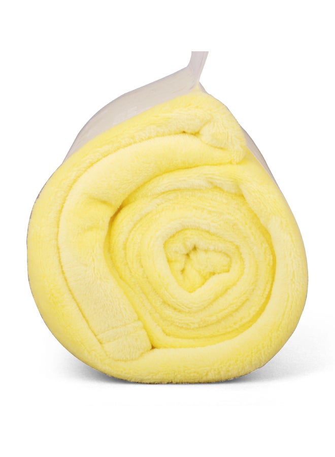 Mintra Lightweight Blanket Bed and Sofa 250 GSM Extra Soft Premium Microfiber Yellow 220x180cm - Image 2