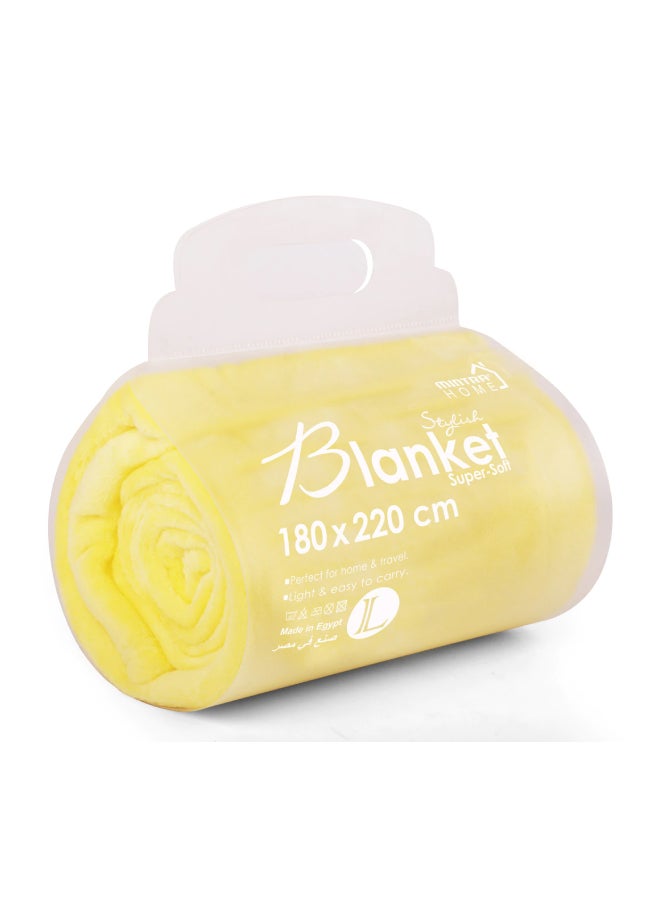 Mintra Lightweight Blanket Bed and Sofa 250 GSM Extra Soft Premium Microfiber Yellow 220x180cm - Image 1