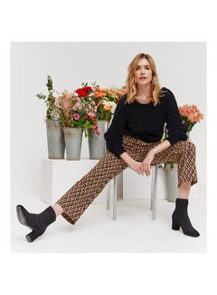 Calf-Length Patterned Trousers Multicolour Print