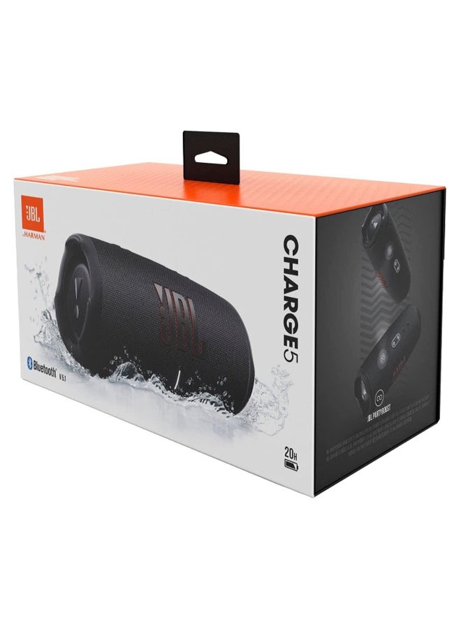 Charge 5 Portable Bluetooth Speaker Splash Proof Black