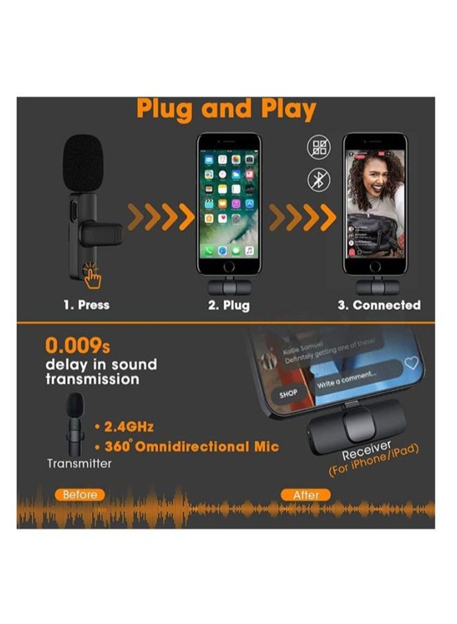 Rock Pow - Auto-syncs Clip-on Wireless Lavalier Microphone for iPhone MIC001 Black - Image 1