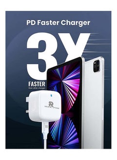 روك بو شاحن سريع بمنفذ USB Type C بقدرة 20 وات مزود بمنفذ توصيل طاقة مزدوج لهاتف آيفون 13 PD بتيار شحن 3.0 أمبير . أبيض  - Image 2