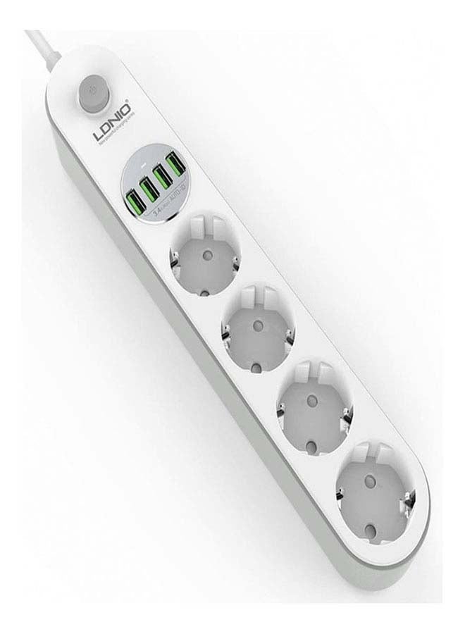 LDNIO - Smart Strip Control Power Cord 4 Socket Outlets White 290x52x41mm - Image 1